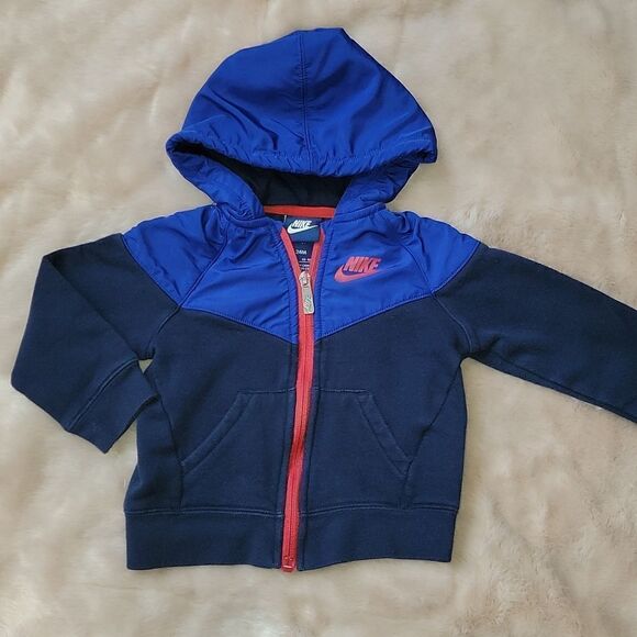 NIKE BLUE HEAVYWEIGHT ZIP HOODIE, SIZE 24 MONTHS - Picture 2 of 6
